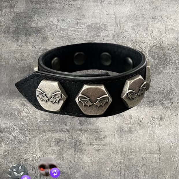 Hexagonal Bolt Leather Bracelet black