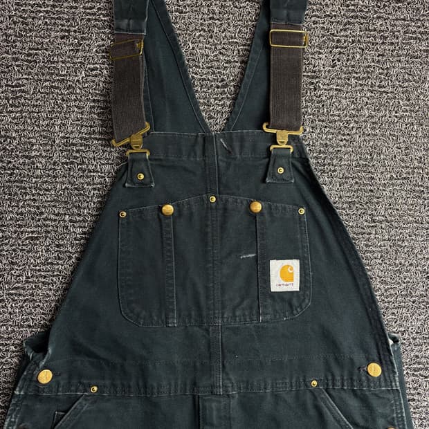 칼하트 올드스쿨 덕 캔버스 더블니 워크 오버롤 3386