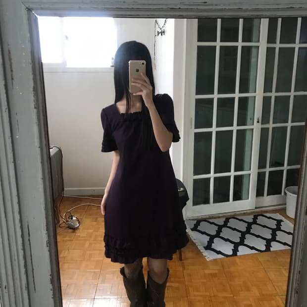 vintage purple frill one-piece