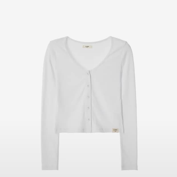 G Classic Rib V-neck Cardigan (White)