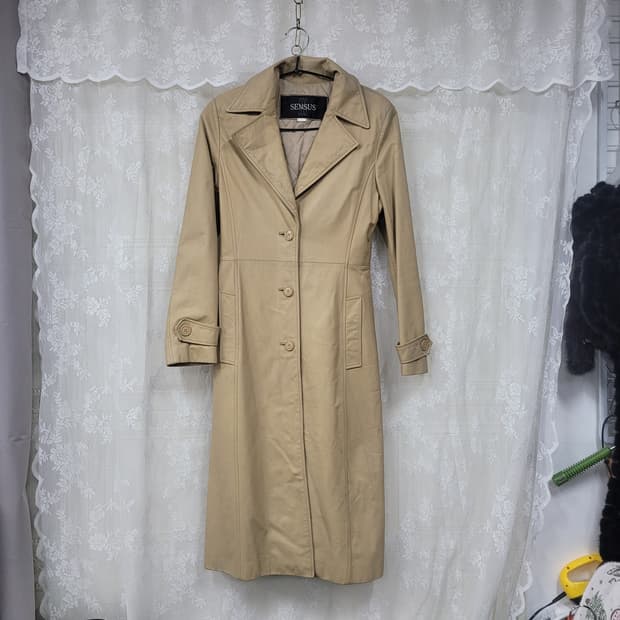 여성 소가죽 트랜치코트 