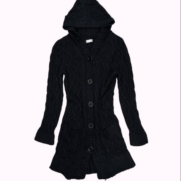 롱 후디 가디건