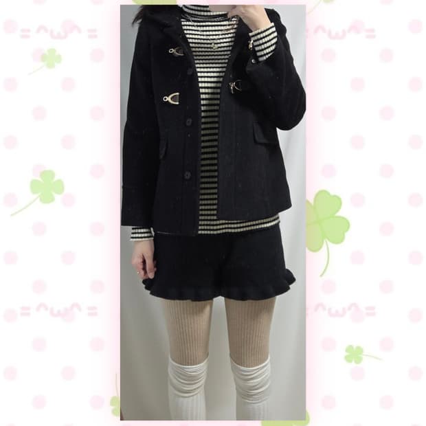 ANYSIS 블랙 울혼방 더플 코트