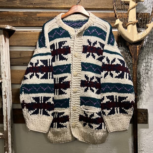[L]90's 빈티지 핸드메이드 패턴 스트라이프 에콰도르 스웨터