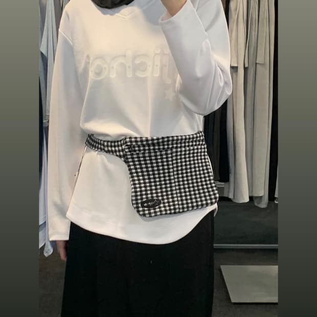 지초이 파르코 웨이스트백 벨트백 black/check