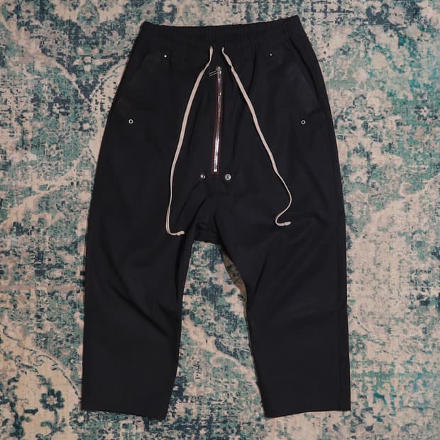 Rick Owens 릭 오웬스 지퍼 트리밍 드로스토링 팬츠 블랙 48