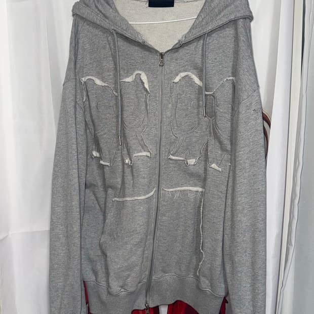 유희 리본 후드집업 그레이 