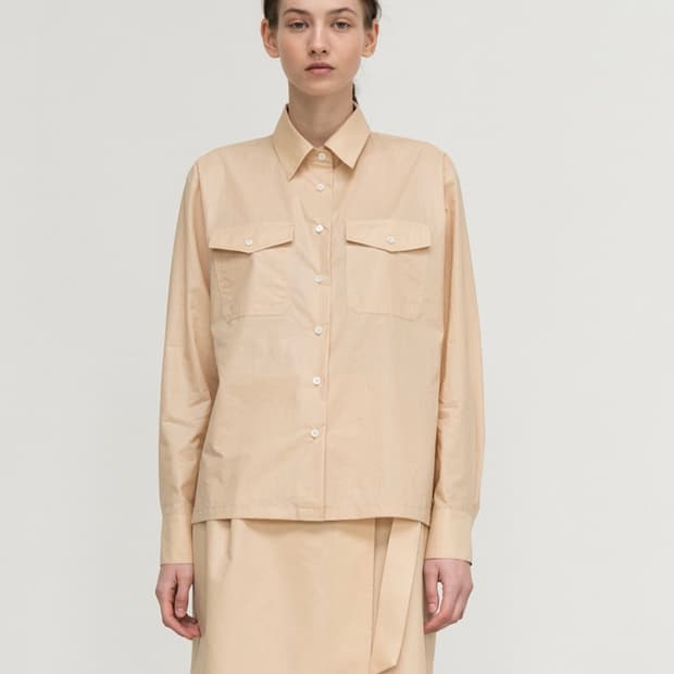 르 코팅 포켓셔츠 살구 오렌지