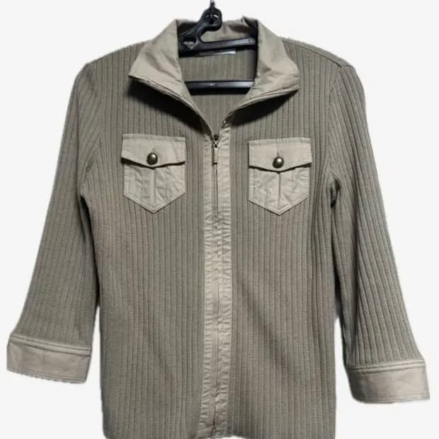 y2k 골지 빈티지 베이지 카라 집업