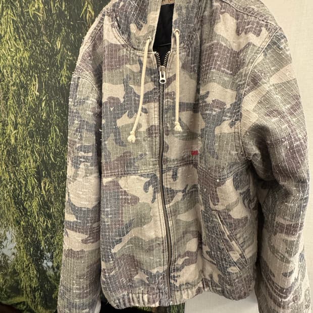 스투시 워크 자켓 카모 캔버스 니들펀치 우드랜드