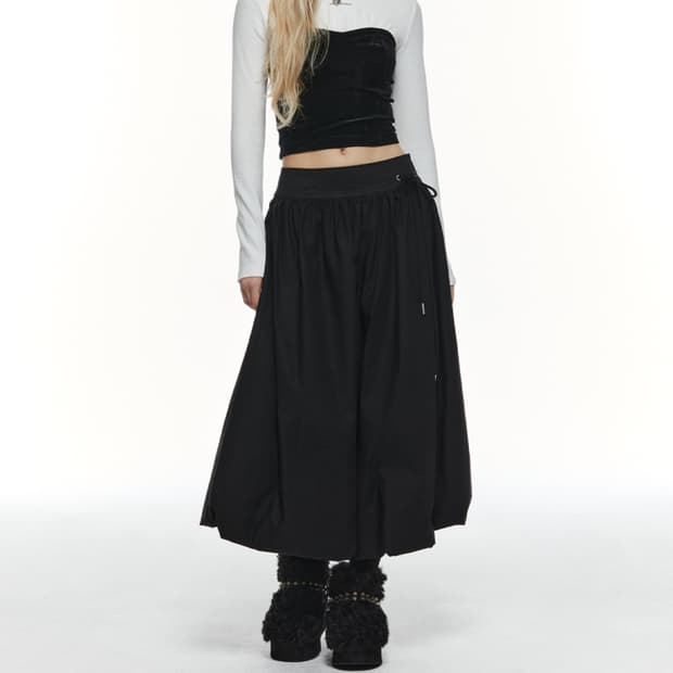 쓰리투에이티 리본벌룬스커트 블랙