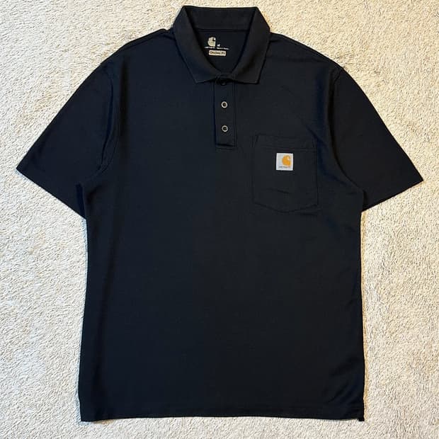 칼하트 CARHARTT 오리지널핏 포켓 반팔 카라티 블랙