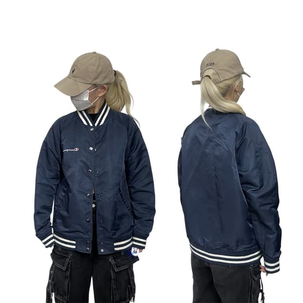 챔피온 재팬 네이비 오버핏 바람막이 코치 자켓 올드스쿨 트랙 자켓 S