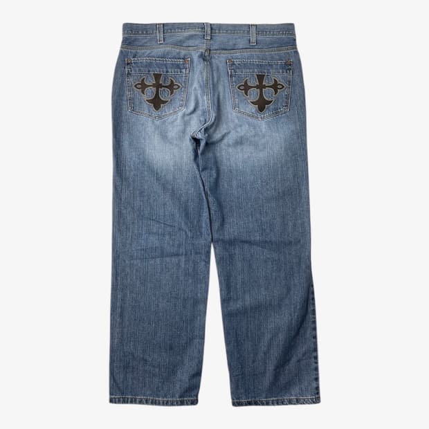 [중고] DKNY 십자 자수 데님 청바지 38