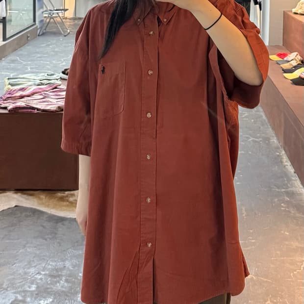 폴로 랄프로렌 오렌지 원포켓 반팔 셔츠 H3166