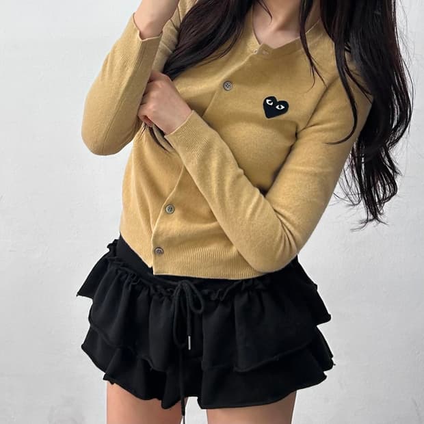 꼼데가르송 블랙 와펜 걸즈 니트 가디건(L)