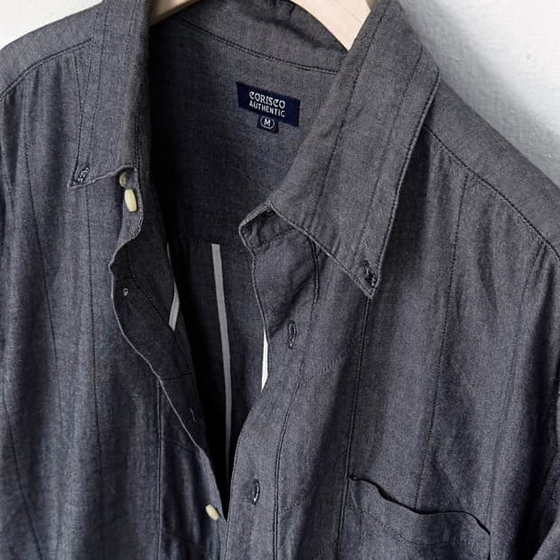 Cotton chambray panel cropped shirt