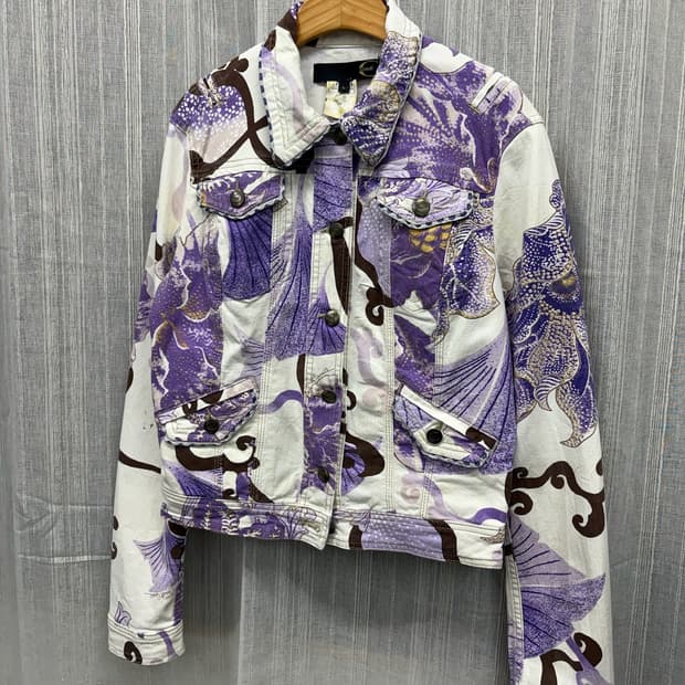 저스트 카발리 플로럴 데님 자켓