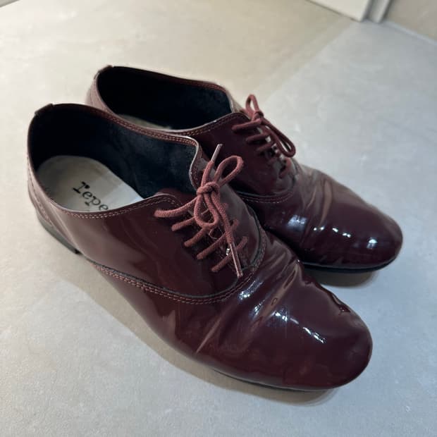 레페토 에나멜 옥스포드 슈즈 (버건디 / 박스, 더스트 포함)