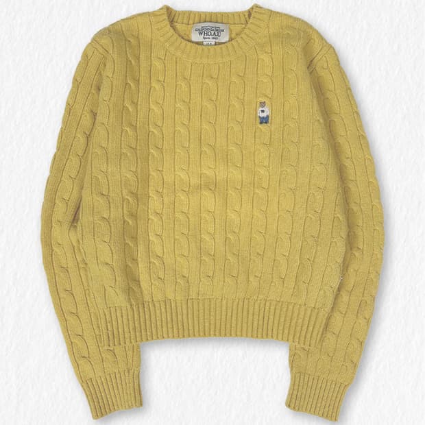 후아유 곰돌이 케이블 니트