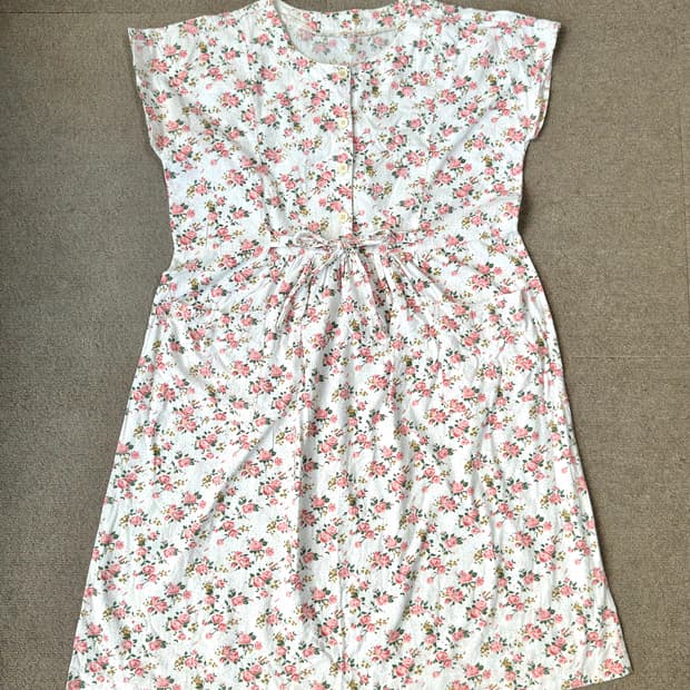 빈티지 플라워 코튼 원피스 모리걸 하구미