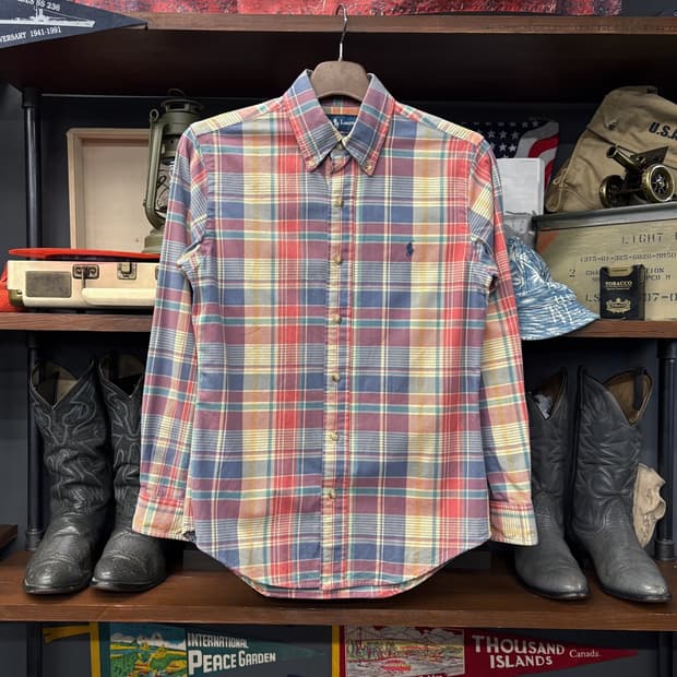 폴로 랄프로렌 소프트 파스텔 플래드체크 버튼다운 셔츠 코튼트윌 N656