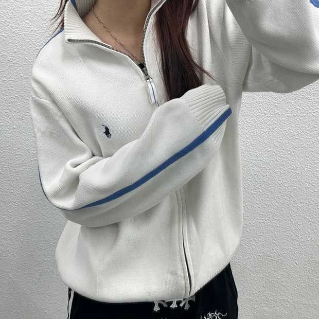 폴로 랄프로렌 블루라인 화이트 집업 XL