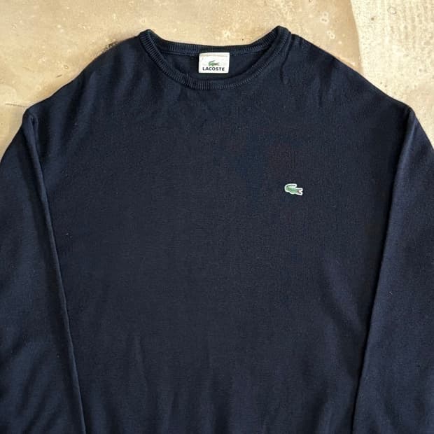 7 라코스테 로고자수 블랙 니트