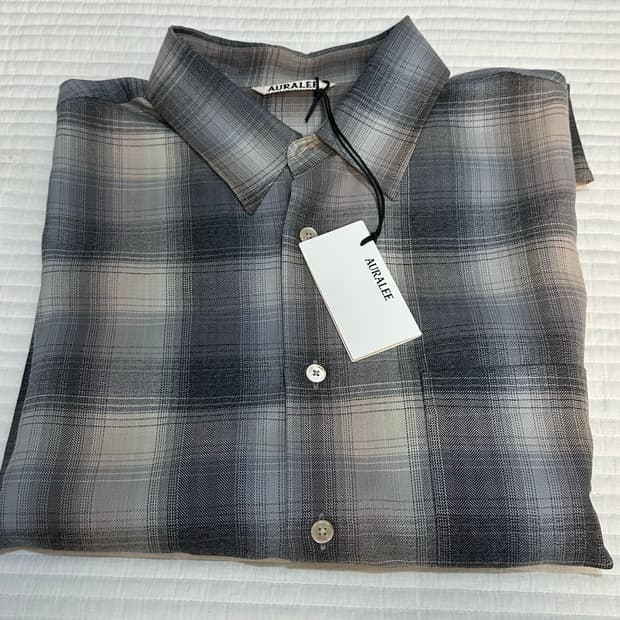 오라리 24aw 체크셔츠 베이지블루 4사이즈 