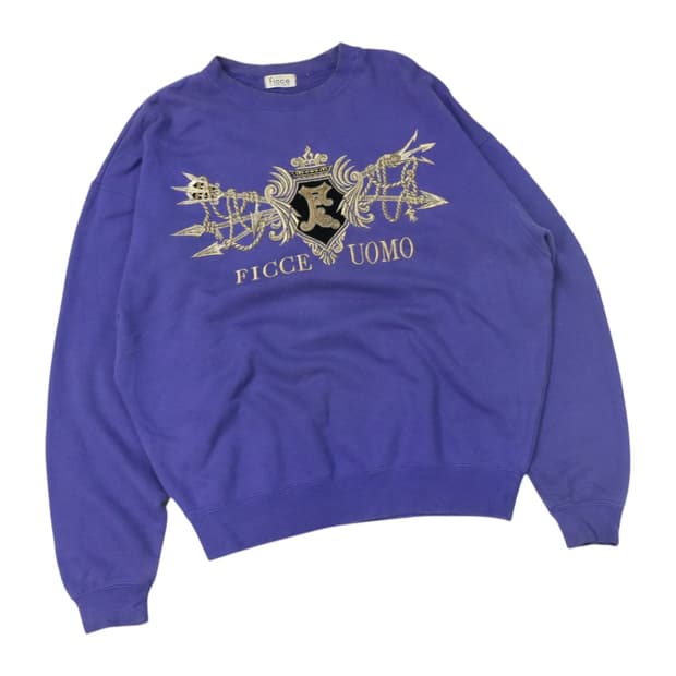 FICCE 피체 요시유키 코니시 빈티지 엠블럼 자수 퍼플 맨투맨