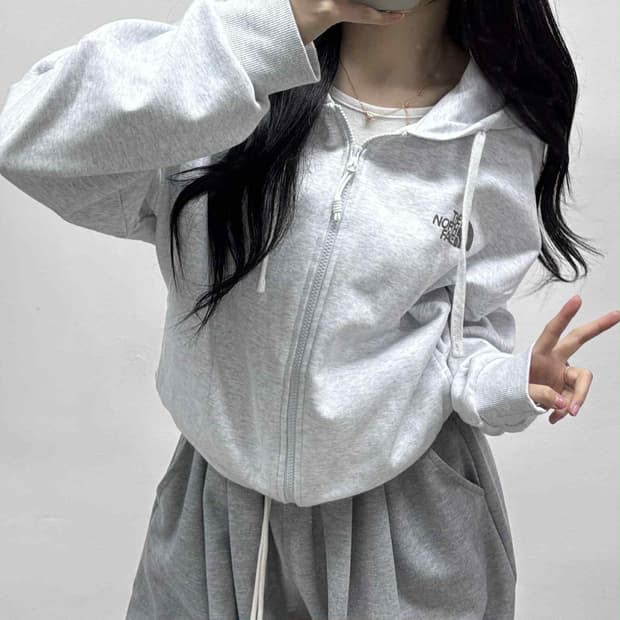 노스페이스 준신형 백멜란지 후드집업 희귀져지(Xl)