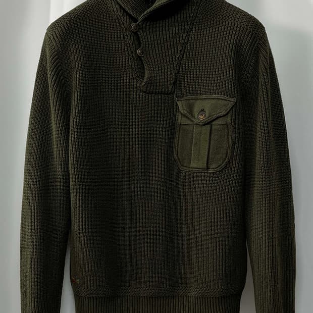 폴로 랄프로렌 올리브드랩 코만도 엘보패치 밀리터리 스웨터