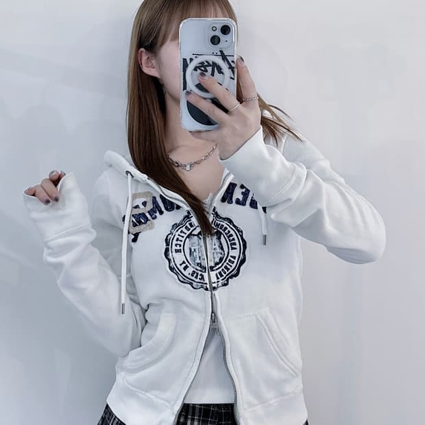 아베크롬비 화이트 투웨이 후드집업