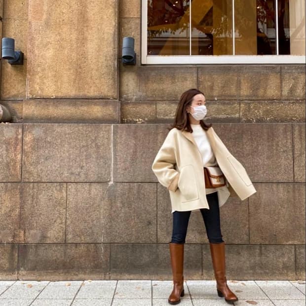 오라리 AURALEE 멜튼 노칼라 블루종 재킷