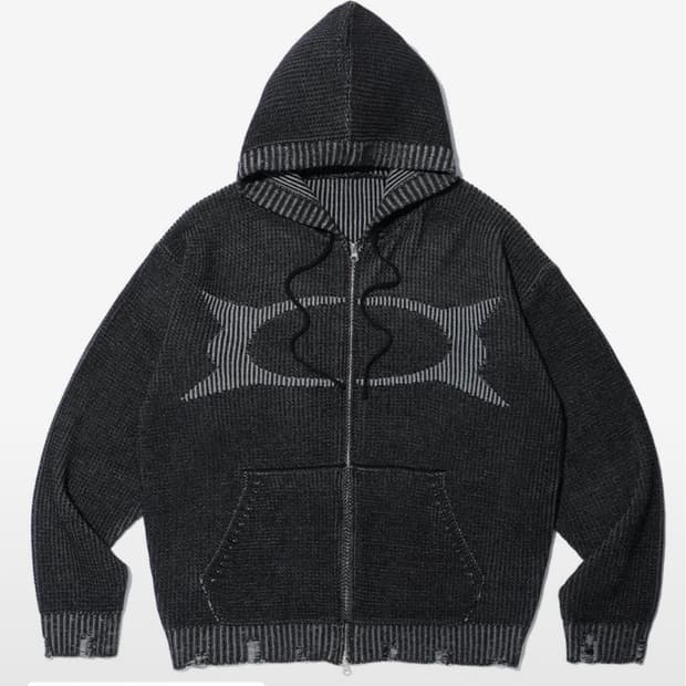 크리틱 니트 후드집업