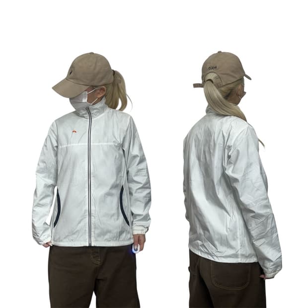 엘레쎄 일본판 화이트 오버핏 바람막이 올드스쿨 트랙 자켓 