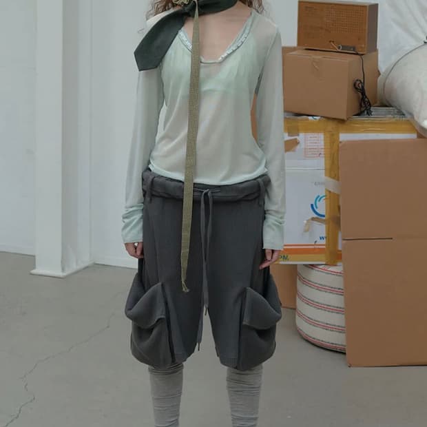 오픈와이와이 mesh hook henley long sleeve mint