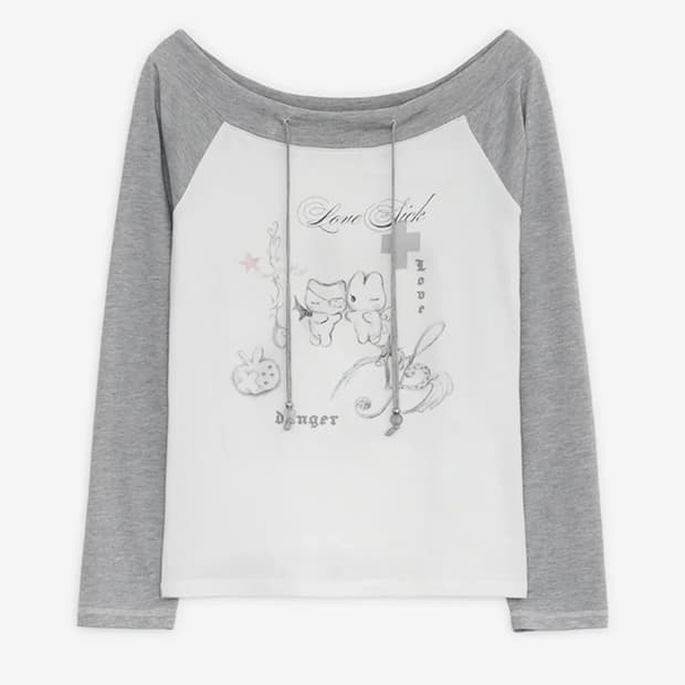 허그유어스킨 러브 시크 드로잉 오프숄더 탑 아이보리