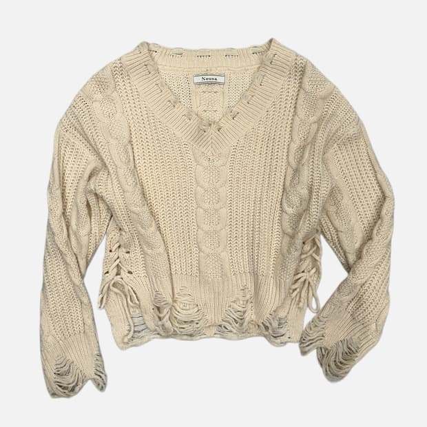 grunge distressed lace-up knit