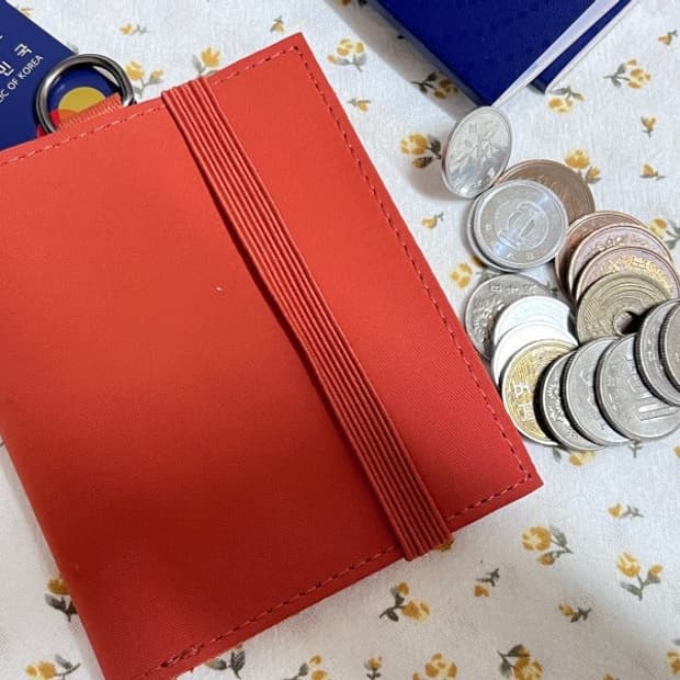 무지 무인양품 폴리에스테르 오렌지색 여행용 지갑