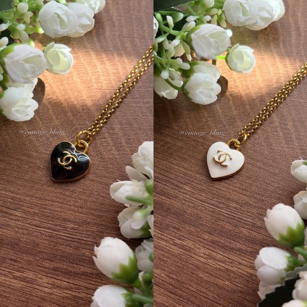 샤넬 빈티지 하트 목걸이