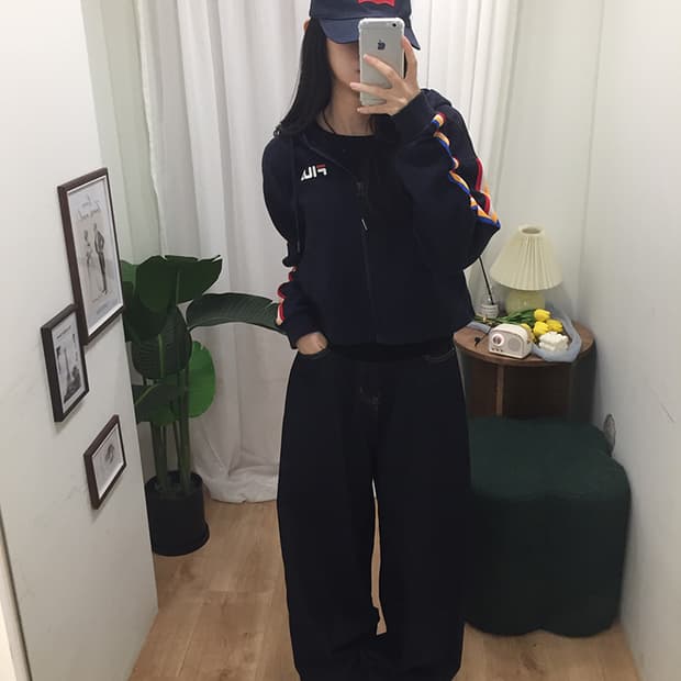 여성 휠라 크롭 후드집업 100