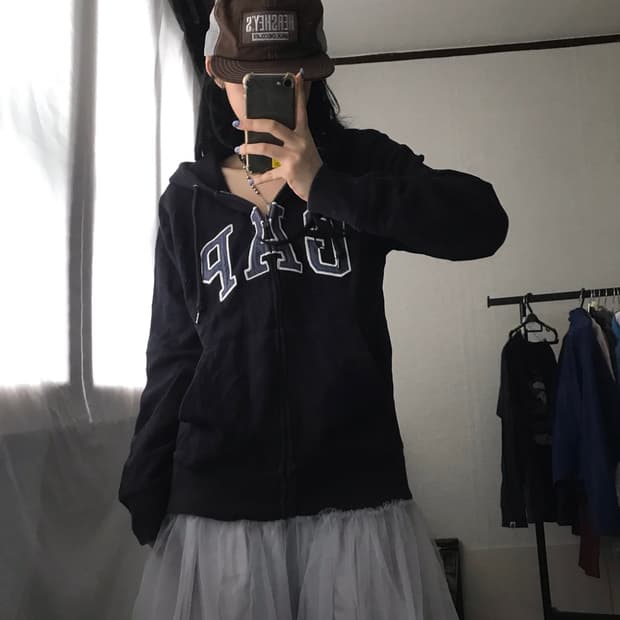 갭 네이비 후드집업