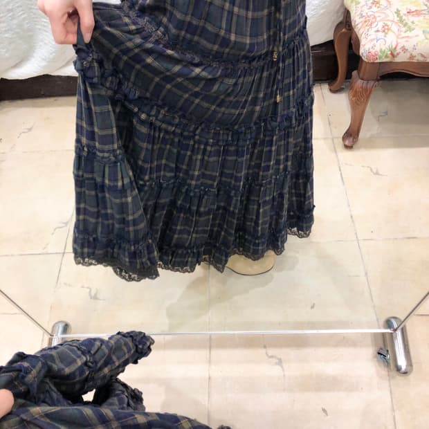 plaid ruffle breeze skirt