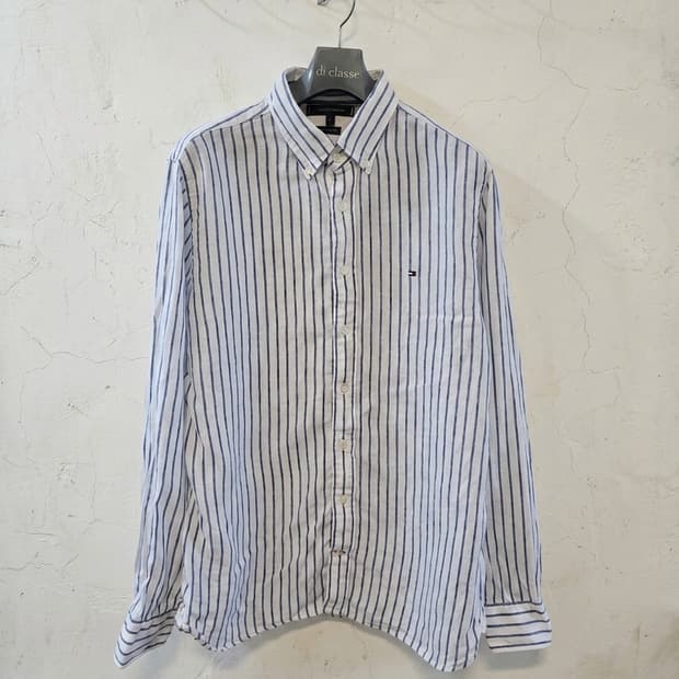 타미힐피거 린넨 스트라이프 셔츠 L