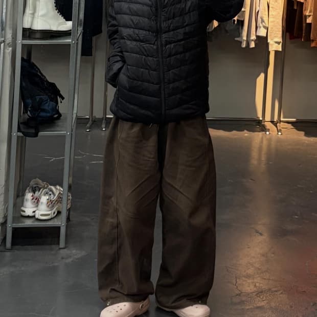 빈티지 블랙 다운경량 후드자켓 A3094