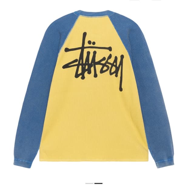 L) 스투시 써멀 투톤 롱슬리브 티셔츠 옐로우
