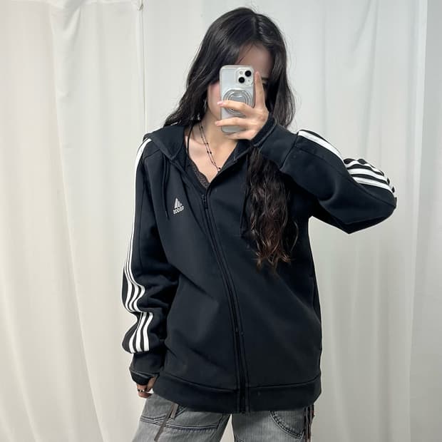 Adidas Black Hood Zip-up