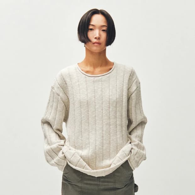 STRUCTURED RIBBED KNIT, MELANGE