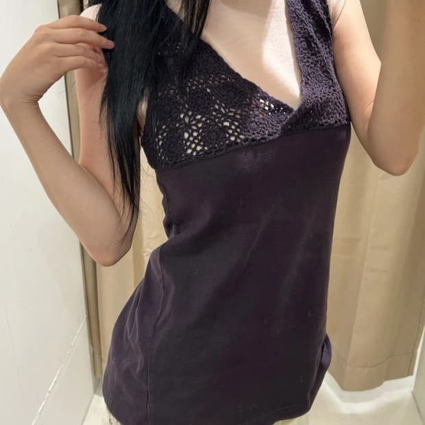 Selected JAPAN 00's 메쉬 레이스 랩 슬리브리스 R2709